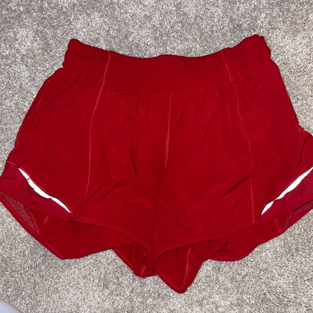Red Lululemon Hotty Hot Shorts
